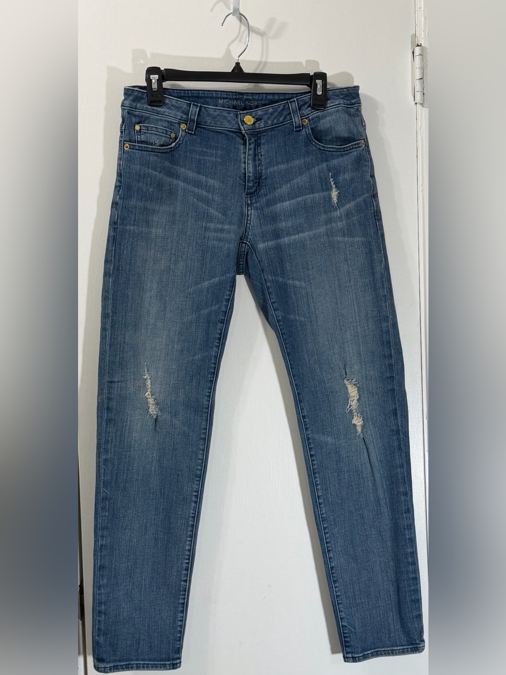 Michael Kors Women's Skinny Distressed Jeans - Blue